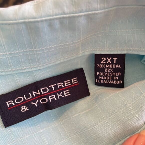 Roundtree & Yorke aqua blue modal/polyester short sleeve shirt - Picture 9 of 10